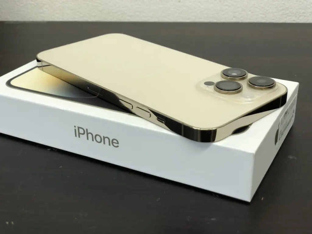 iPhone14Pro Max 128GB ゴールド AppleSIMフリー 中古付属品未使用フル