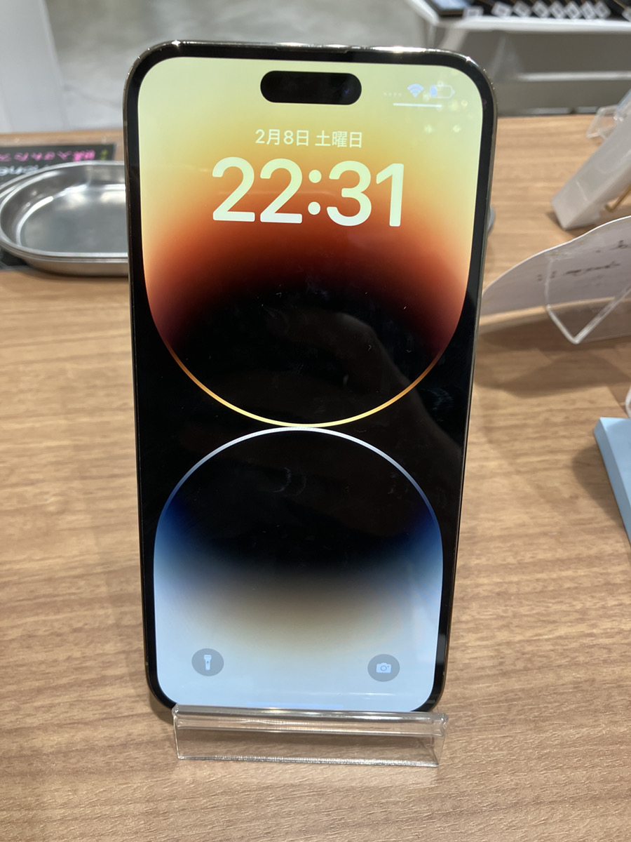 iPhone14 ProMax 128GB ゴールド 中古本体のみ au△【錦糸町PARCO店】