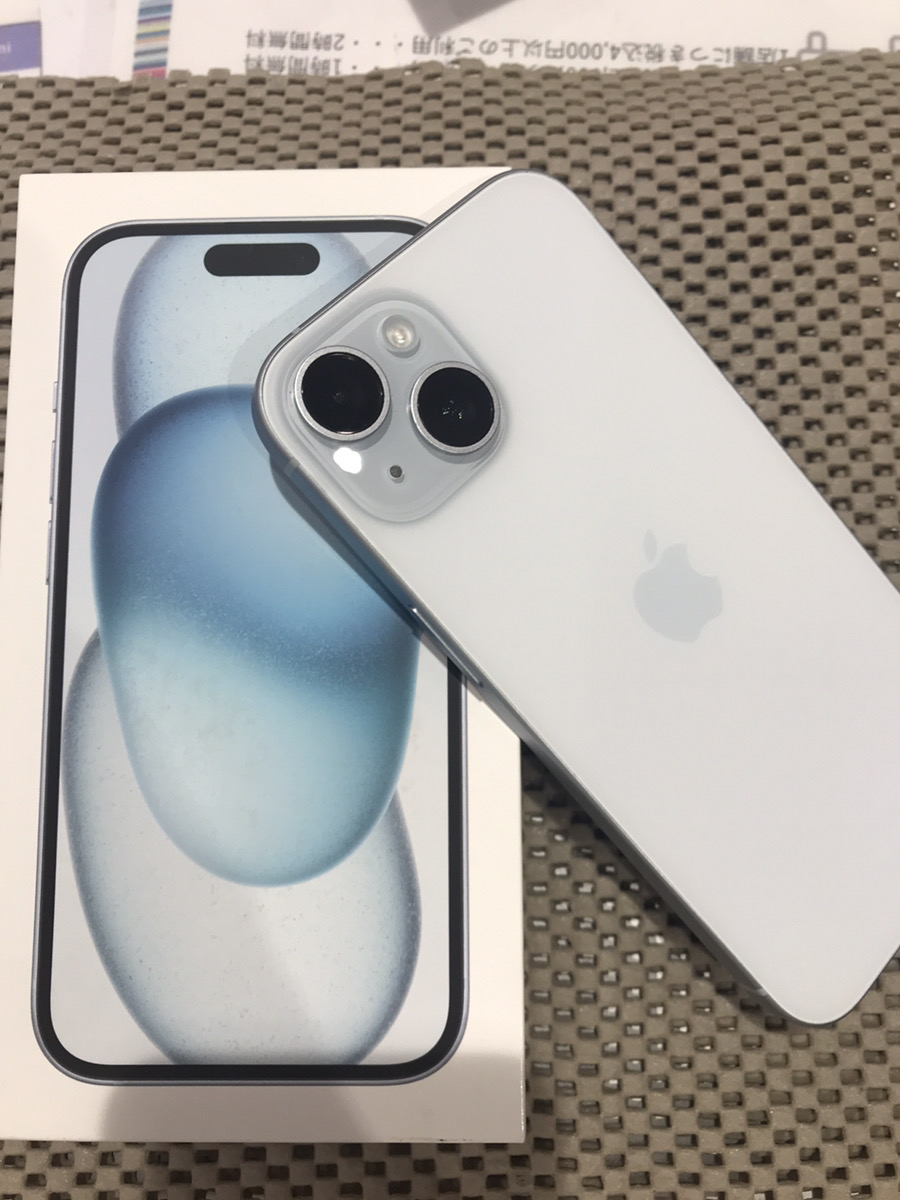 iPhone15 128GB ブルー 箱あり付属品あり docomo△【COCO東急プラザ蒲田店】