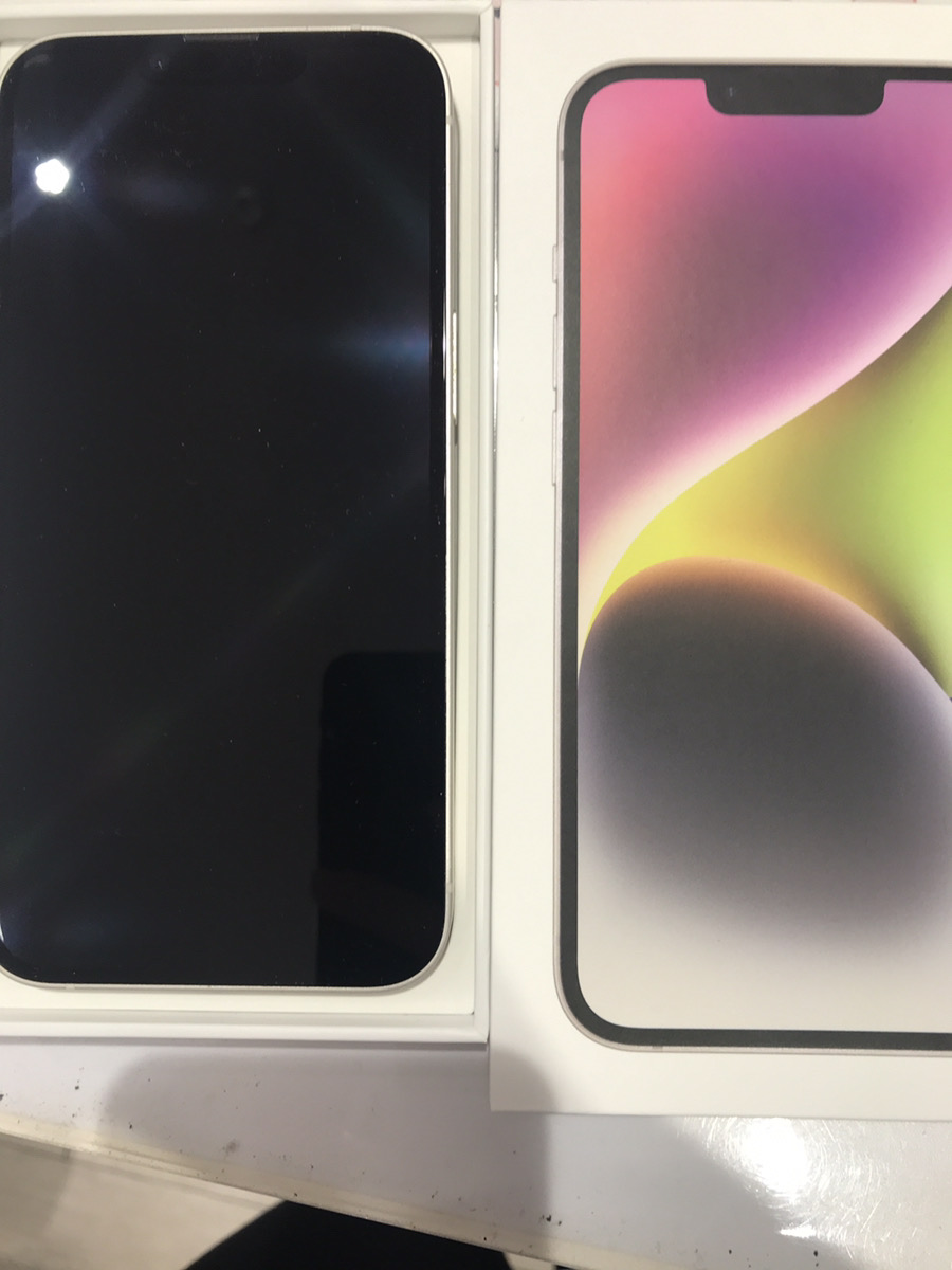iPhone14 ホワイト 128GB 楽天○  中古 箱あり 【COCO東急プラザ蒲田店】